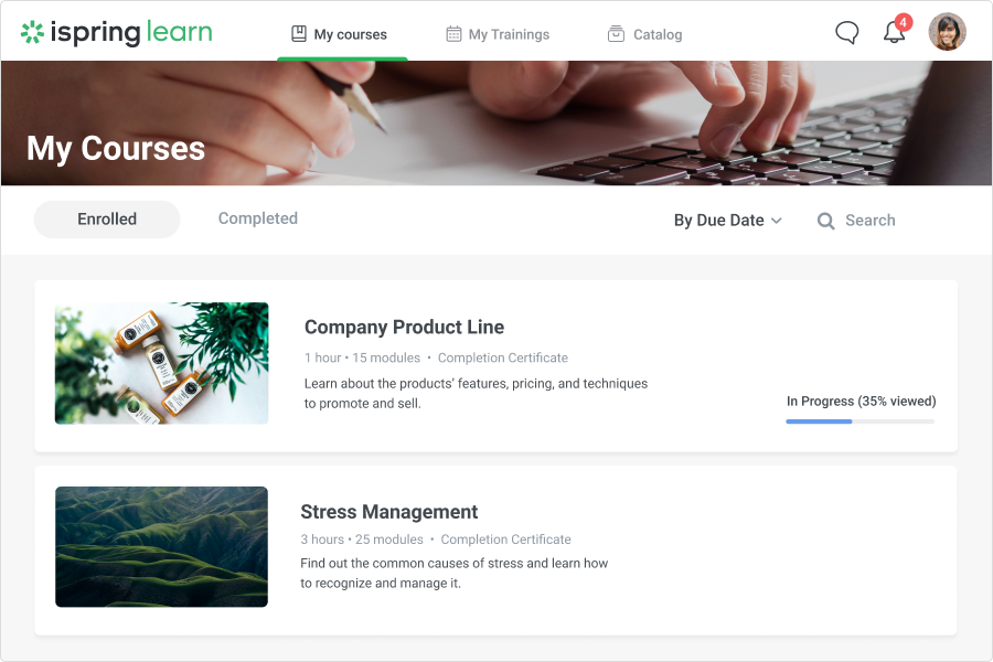 screenshot of iSpring Learn
